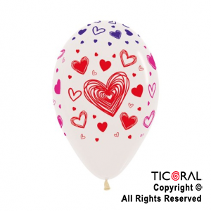 GLOBO S R12 INF FASHION BLANCO CORAZONES 3 TINTAS x 50